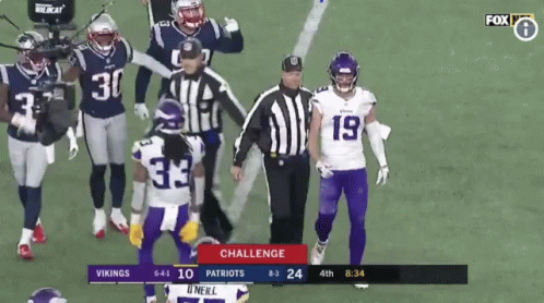 A Football Game Between The Vikings And Patriots Is Being Shown On Fox GIF