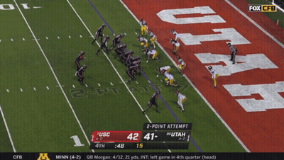 A Football Game Between Usc And Utah Is Being Broadcast On Fox Cbs GIF