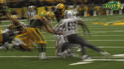 A Football Game Is Being Played Between The Ndsu Team And The Oakland Raiders Team GIF