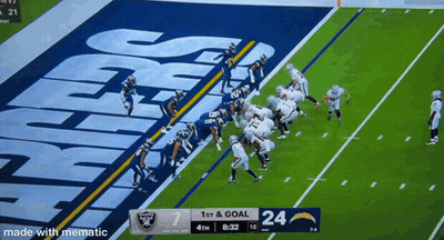 A Football Game Is Being Played Between The Raiders And Chargers GIF