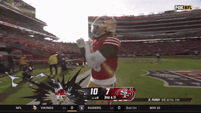 A Football Game Is Being Played Between The Vikings And The Raiders GIF
