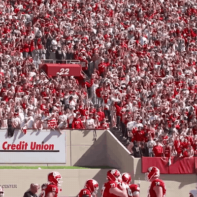 A Football Game Is Being Played In A Stadium With A Credit Union Sign GIF