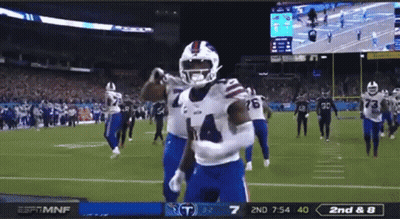 A Football Game Is Being Played On Espn And The Score Is 7 To 7 GIF