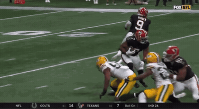 A Football Game Is Being Played On Fox Nfl GIF