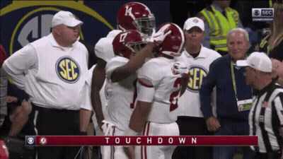 A Football Game Is Being Shown On Cbs And The Words Touchdown Are On The Screen GIF