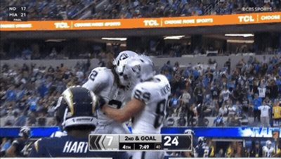 A Football Game Is Being Shown On Cbs Sports And The Score Is 7 To 24 GIF