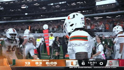 A Football Game Is Being Shown On Espn And The Score Is 6 To 2 GIF