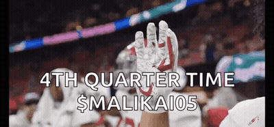 A Football Player Holds Up His Glove With The Words 4Th Quarter Time $Malika105 GIF