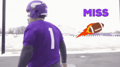 A Football Player In A Purple Jersey With The Number 1 On The Back GIF