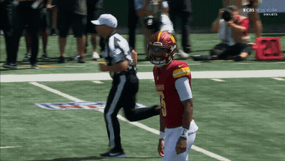 A Football Player In A Red Uniform With The Number 5 On It GIF