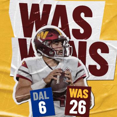 A Football Player Is Holding A Ball In Front Of A Sign That Says Was Wins GIF