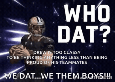 A Football Player Is Holding A Football And Says Who Dat GIF