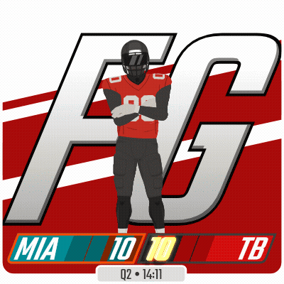 A Football Player Is Standing In Front Of A Large F On A Red And White Background GIF