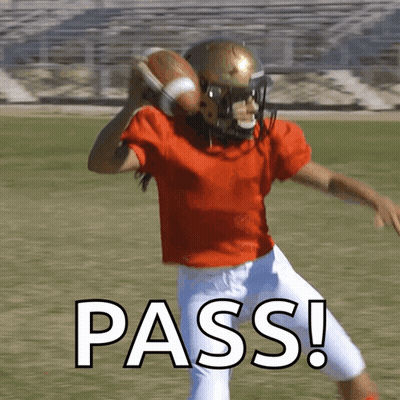 A Football Player Is Throwing A Ball And The Word Pass Is Visible GIF