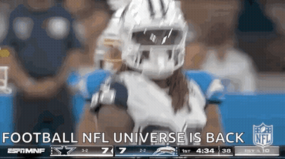 A Football Player Is Wearing A Helmet With The Words Football Nfl Universe Is Back GIF