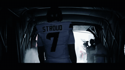 A Football Player Named Stroud Is Walking Through A Dark Tunnel GIF