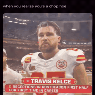 A Football Player Named Travis Kelce Is Standing On The Field GIF