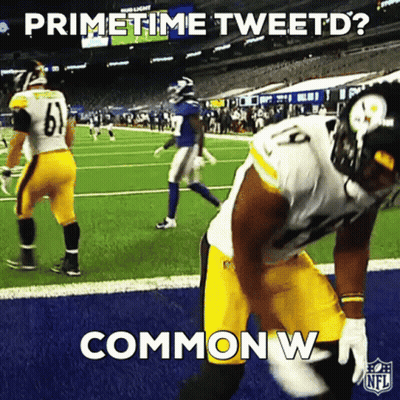 A Football Player On A Field With The Caption Primetime Tweetd Common W GIF