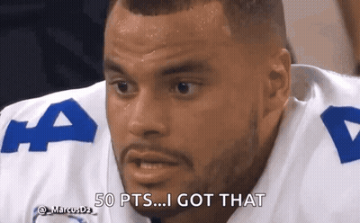 A Football Player Says " 50 Pts ... I Got That " During A Game GIF
