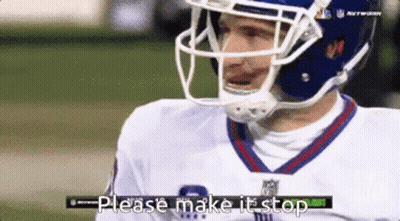 A Football Player Says Please Make It Stop On The Field GIF