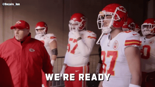 A Football Player Says We 'Re Ready In Front Of A Group Of Players GIF