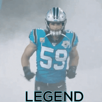 A Football Player Wearing A Blue Jersey With The Number 59 On It GIF