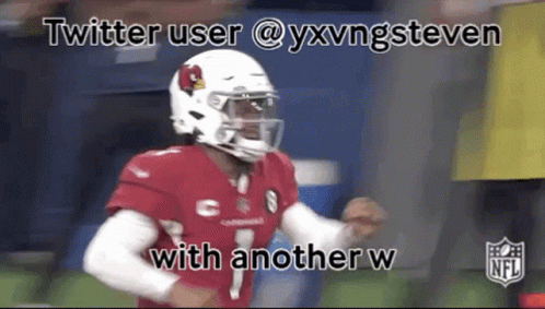 A Football Player Wearing A Helmet And A Red Jersey Is Running On A Field . GIF