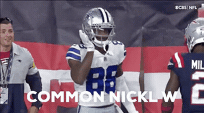 A Football Player Wearing A Helmet And Gloves Says " Common Nicklw " GIF