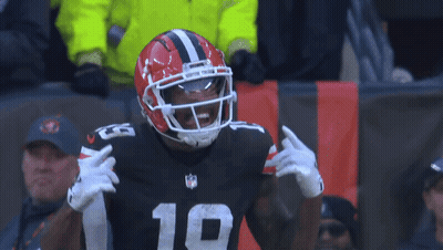 A Football Player Wearing A Helmet And Number 19 On His Jersey GIF