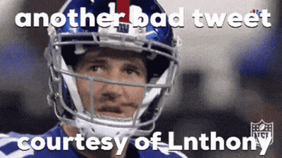 A Football Player Wearing A Helmet With Another Bad Tweet Courtesy Of Lnthony GIF