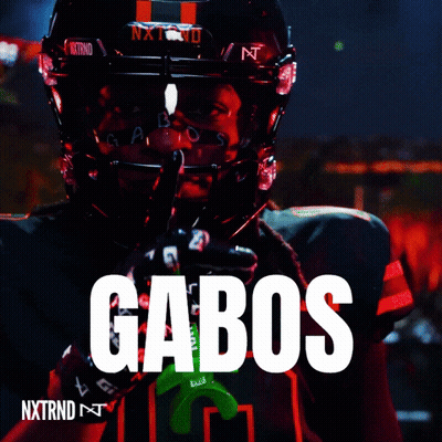 A Football Player Wearing A Helmet With The Word Gabos On The Bottom GIF