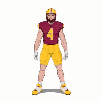 A Football Player Wearing A Maroon Jersey With The Number 4 GIF