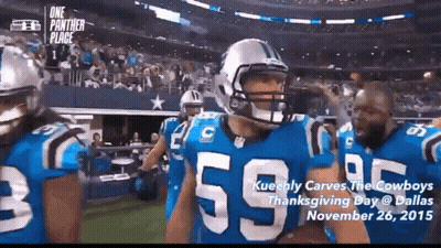 A Football Player Wearing A Number 55 Jersey Stands On The Field GIF