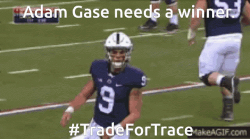 A Football Player Wearing A Number 9 Jersey Is Running On The Field GIF