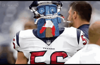 A Football Player Wearing A Texans Jersey Is Talking To A Coach GIF