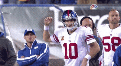 A Football Player Wearing A White Jersey With The Number 10 On The Front GIF