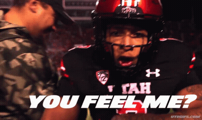 A Football Player Wearing An Under Armour Jersey Says You Feel Me GIF