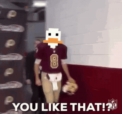 A Football Player With A Duck On His Head And The Words " You Like That " GIF