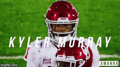 A Football Player With Kyler Murray Written In White Letters GIF