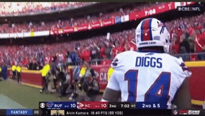A Football Player With The Name Diggs On The Back Of His Shirt GIF