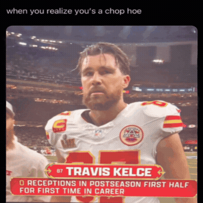 A Football Player With The Name Travis Kelce On The Back Of His Jersey GIF