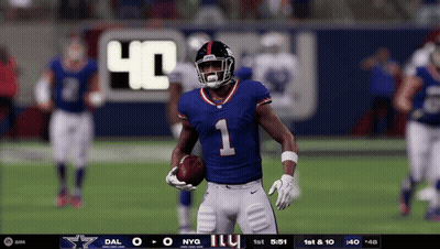 A Football Player With The Number 1 On His Jersey Runs With The Ball GIF