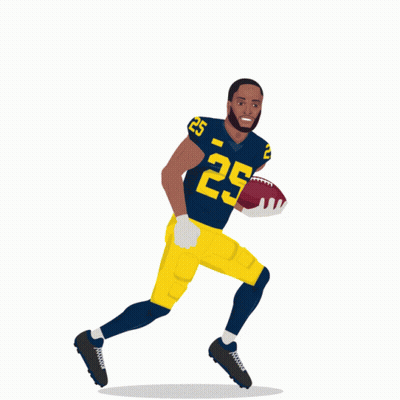 A Football Player With The Number 25 On His Jersey Is Running With A Ball GIF