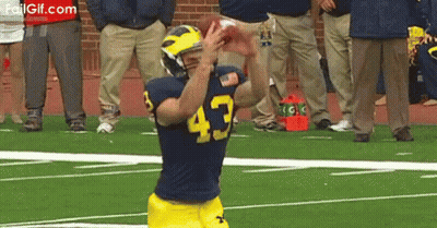 A Football Player With The Number 43 On His Jersey Is Throwing A Football GIF