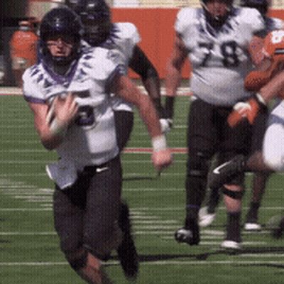A Football Player With The Number 5 On His Jersey Is Running With A Ball GIF