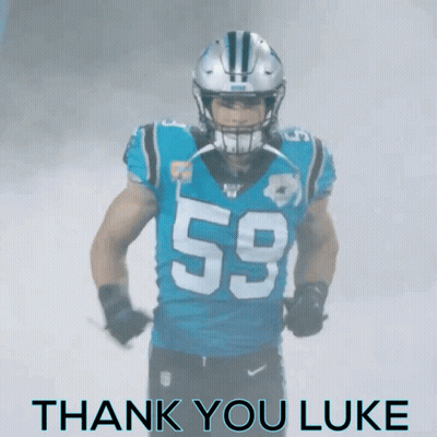 A Football Player With The Number 59 On His Jersey Says Thank You Luke GIF