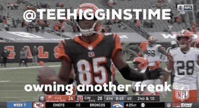 A Football Player With The Number 85 On His Jersey Is Holding A Ball . GIF