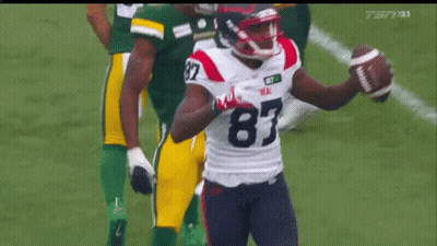 A Football Player With The Number 87 On His Jersey Holds A Football In His Hand GIF