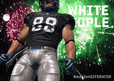 A Football Player With The Number 89 On His Jersey Stands In Front Of Fireworks GIF