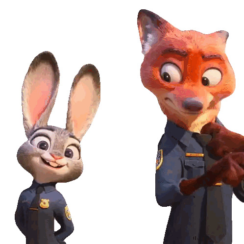 A Fox And A Rabbit Are Standing Next To Each Other On A White Background Sticker